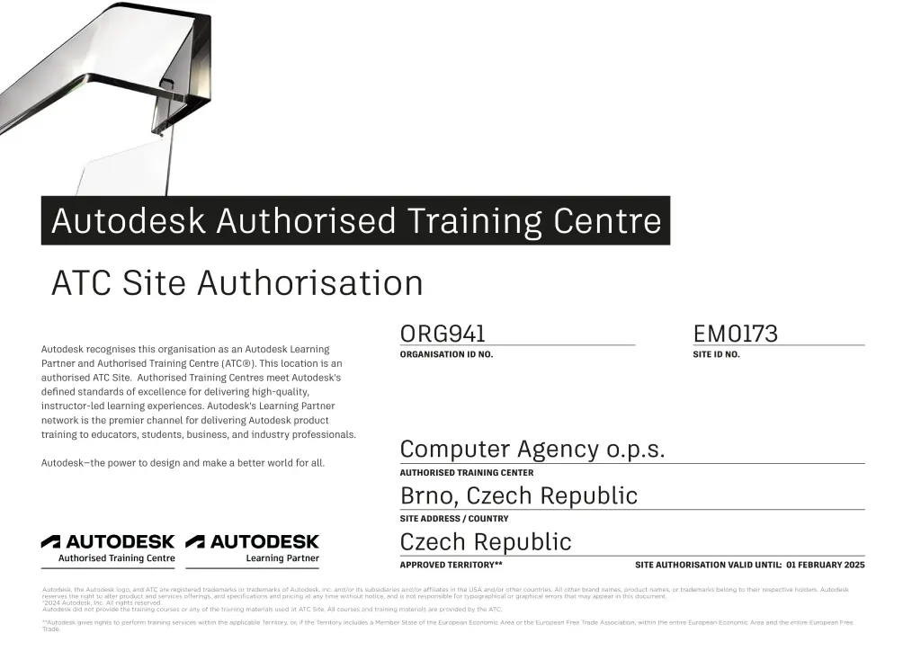 Máme certifikaci Autodesk ATC SIte Authorization 2024 | C-agency - kurzy na míru