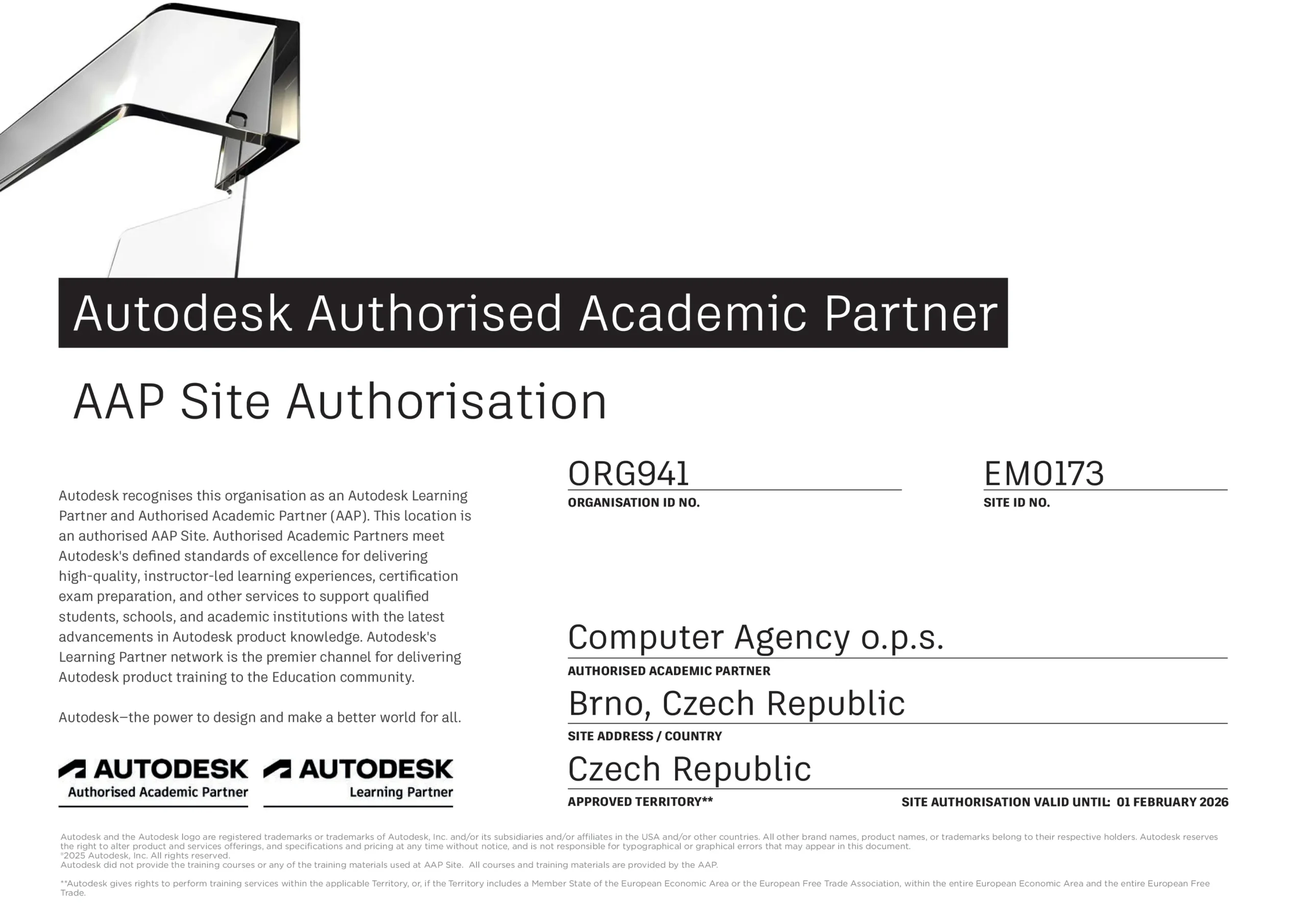 Máme certifikaci Autodesk ATC SIte Authorization 2024 | C-agency - kurzy na míru